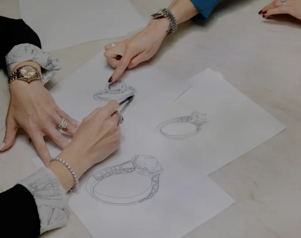 Jewelry design sketches and layouts